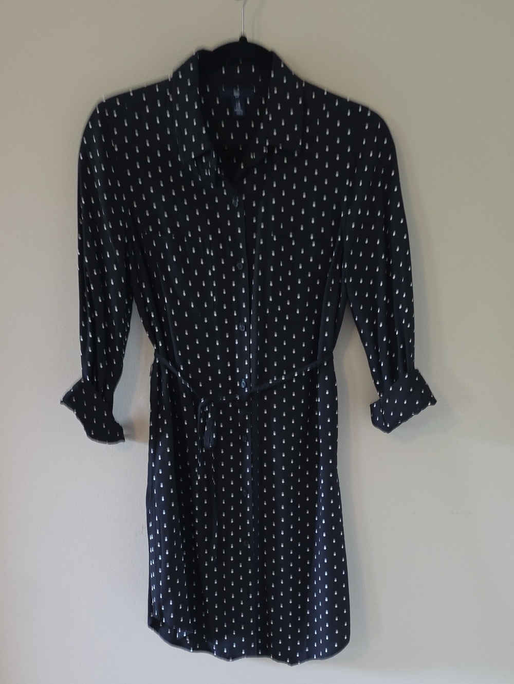 Black Shirt Dress with White Dot Print - Brand: GAP